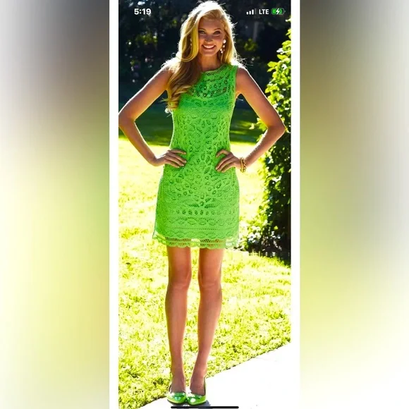 chinese dress ladies Lilly Pulitzer Crochet Lace Tie Green Mini Dress – White Chocolate Couture main image 1